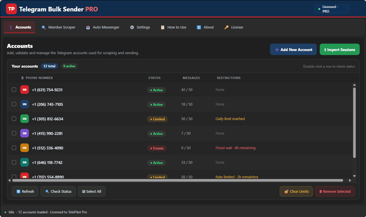 Telegram Bulk Sender PRO