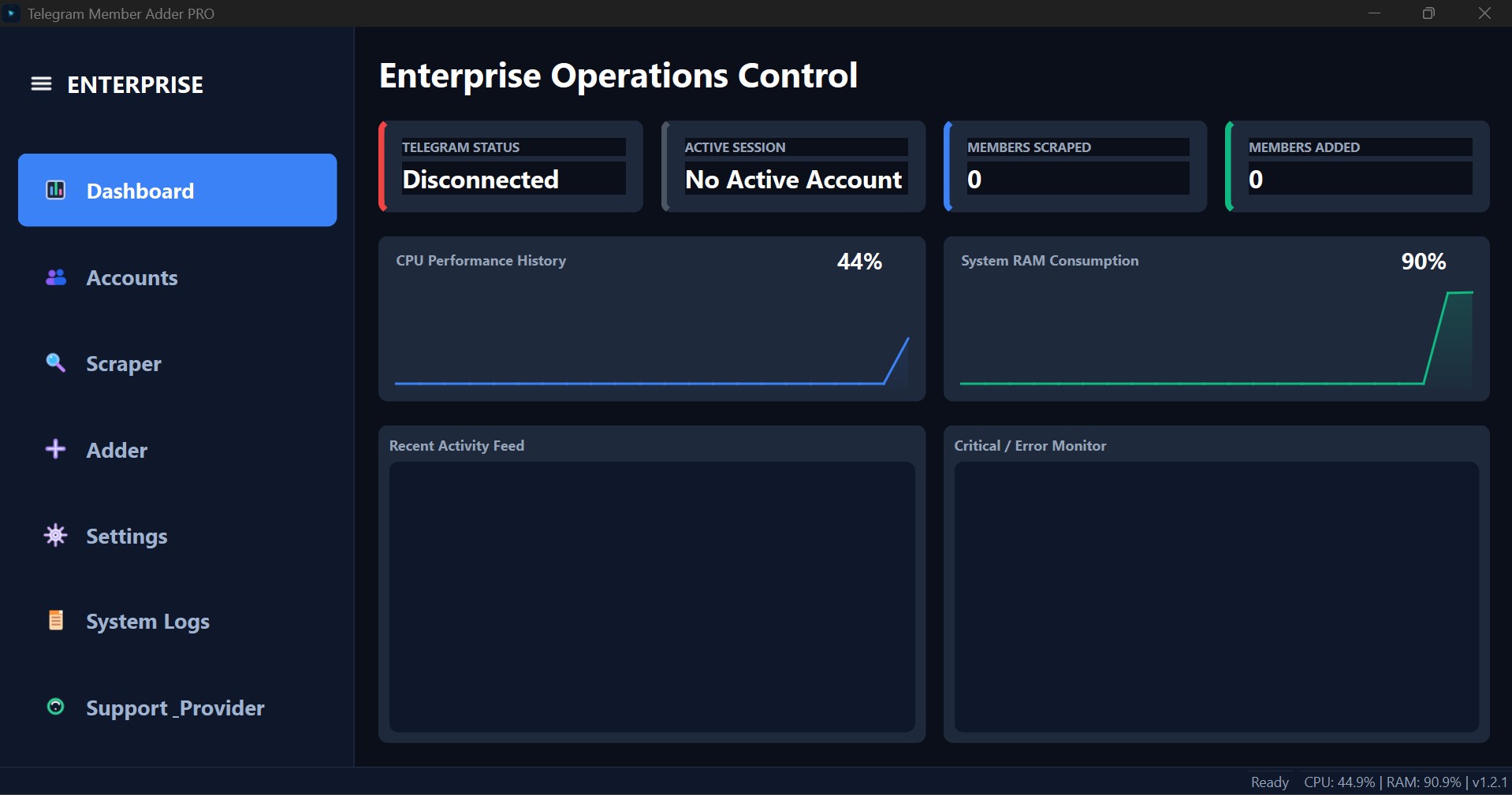Telegram Member Adder PRO interface